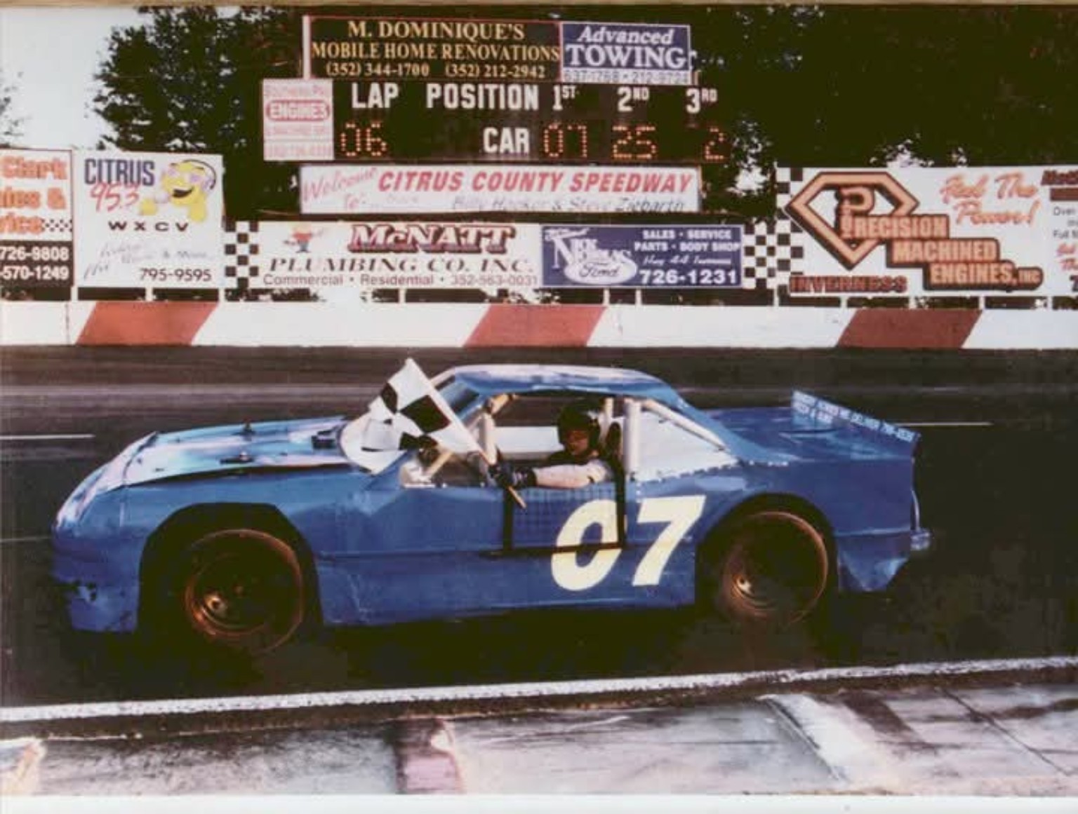 Blue number 07 race car at Citrus County Speedway